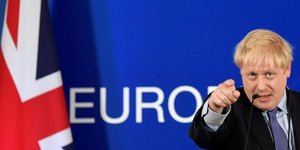 Boris Johnson, premier ministre britannique, lors du sommet des leaders de l'Union européenne, le 17 octobre 2019 à Bruxelles