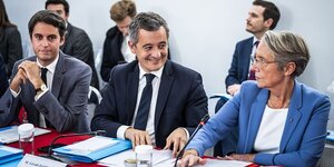 Gabriel Attal, Grald Darmanin et lisabeth Borne en octobre 2023.