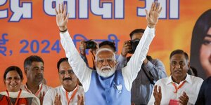 Le premier ministre indien narendra modi lors d& 39 un meeting de campagne electorale, a new delhi