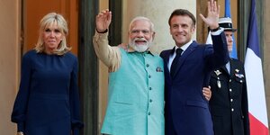 Le president francais emmanuel macron recoit le premier ministre indien narendra modi, a paris