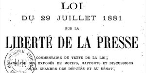 Loi du 29 juillet 1881, liberté de la presse, France