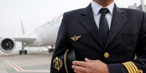 Un pilote d'Air France devant un Boieng 787-9 Dreamliner à l'aéroport Roissy - Charles-de-Gaulle en décembre 2016