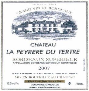 GRAND VIN DE BORDEAUX - CHATEAU LA PEYRERE DU TERTRE - BORDEAUX SUPERIEUR - APPELLATION BORDEAUX SUPERIEUR _logo